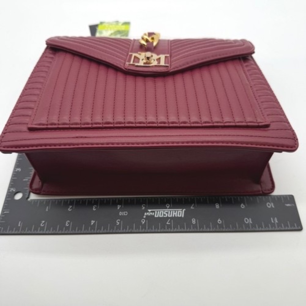 Badgley Mischka Wine Quilted Crossbody Bag with Chain Vegan Leather $179 - Picture 11 of 13